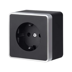 Изображение Розетка с заземлением и шторками Gallant черный с серебром W5071134 W5071134