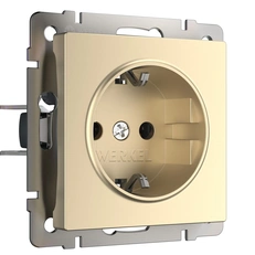 Изображение Розетка с заземлением и шторками (шампань) W1171111